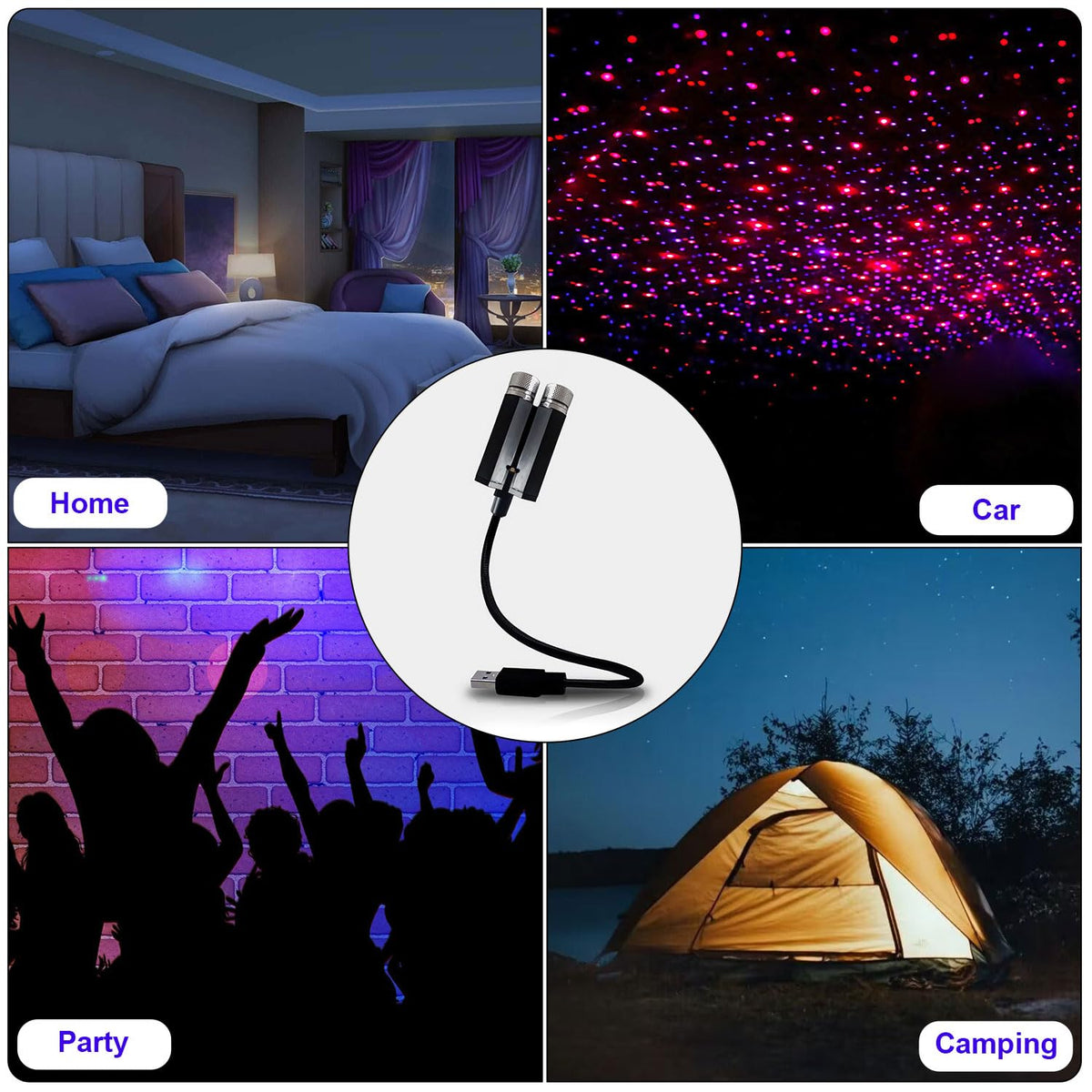 Interior Atmosphere LED Lamp Ambient USB Star Light Auto Roof Projector
